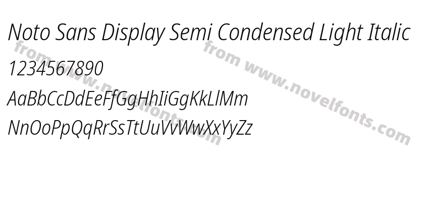 Noto Sans Display Semi Condensed Light ItalicPreview