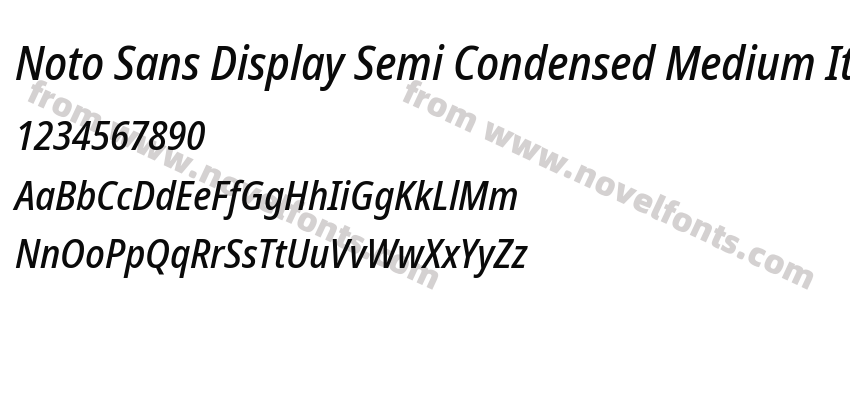 Noto Sans Display Semi Condensed Medium ItalicPreview