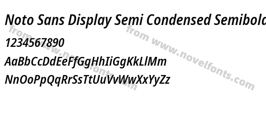 Noto Sans Display Semi Condensed Semibold ItalicPreview