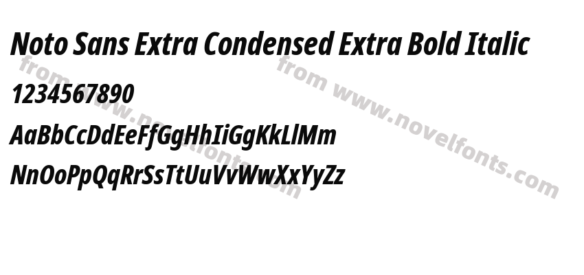 Noto Sans Extra Condensed Extra Bold ItalicPreview