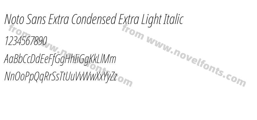 Noto Sans Extra Condensed Extra Light ItalicPreview