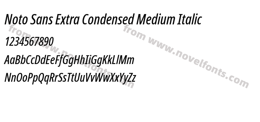 Noto Sans Extra Condensed Medium ItalicPreview
