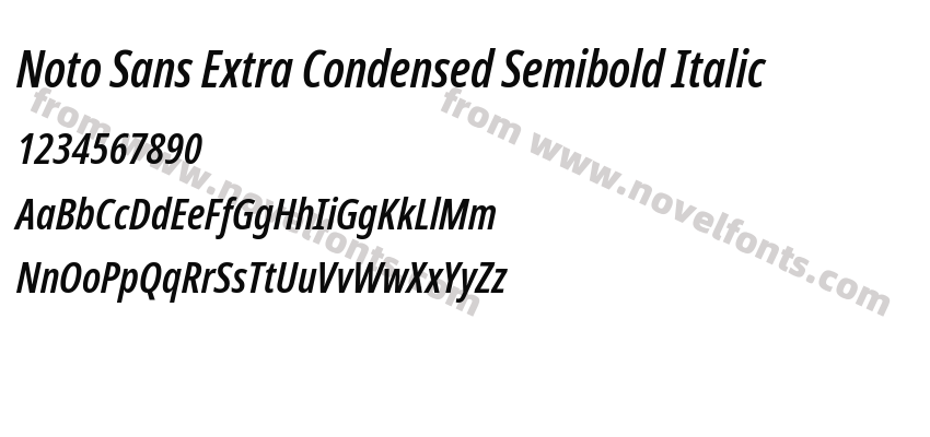 Noto Sans Extra Condensed Semibold ItalicPreview