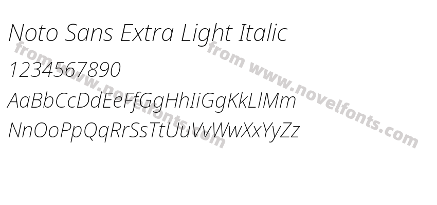Noto Sans Extra Light ItalicPreview