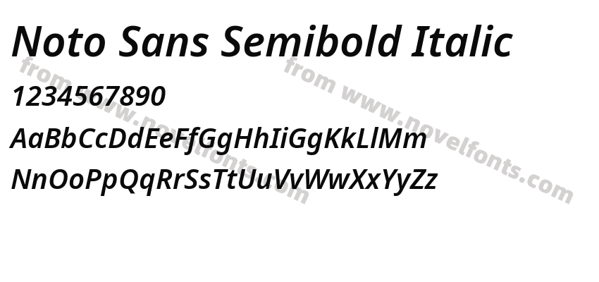 Noto Sans Semibold ItalicPreview