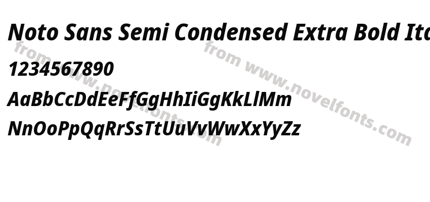 Noto Sans Semi Condensed Extra Bold ItalicPreview