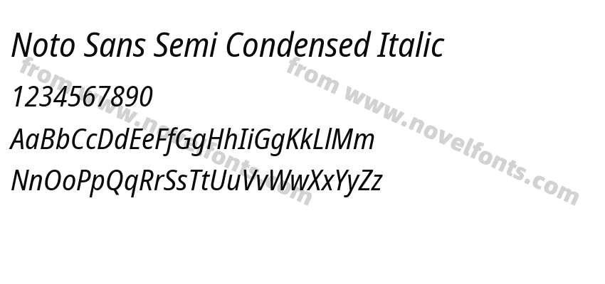 Noto Sans Semi Condensed ItalicPreview