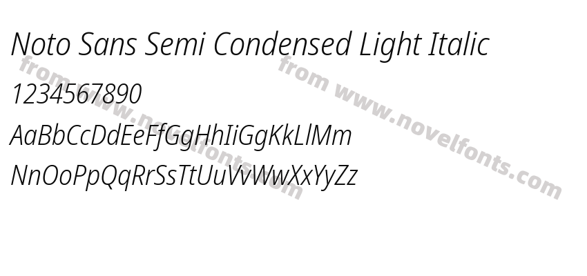 Noto Sans Semi Condensed Light ItalicPreview