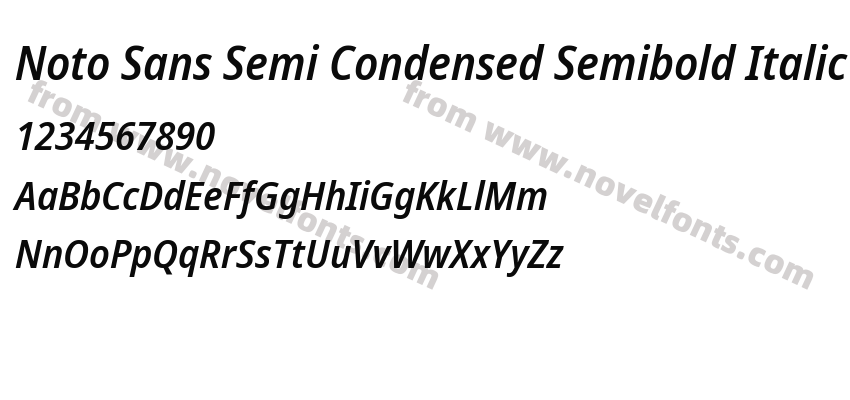 Noto Sans Semi Condensed Semibold ItalicPreview