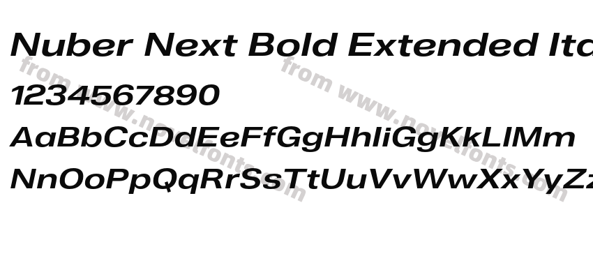 Nuber Next Bold Extended ItalicPreview