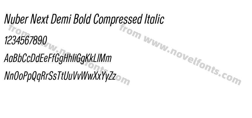 Nuber Next Demi Bold Compressed ItalicPreview