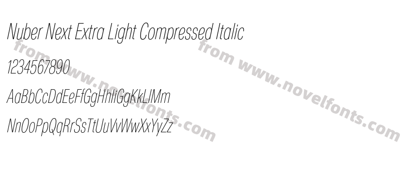 Nuber Next Extra Light Compressed ItalicPreview