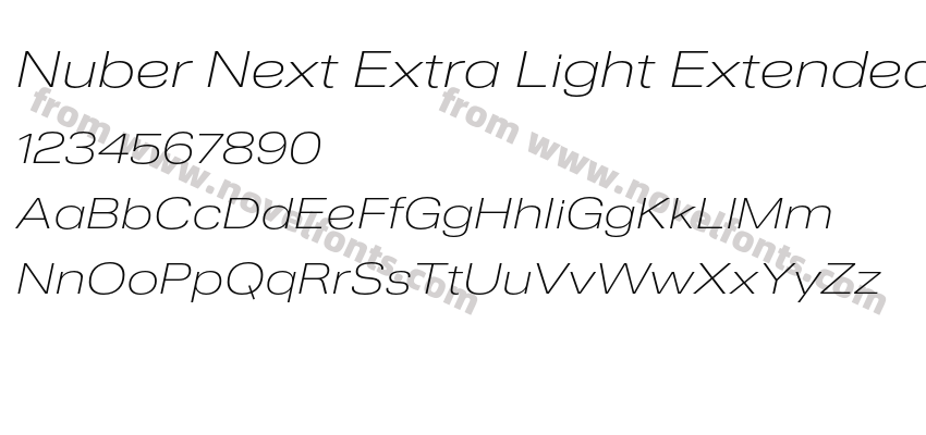 Nuber Next Extra Light Extended ItalicPreview