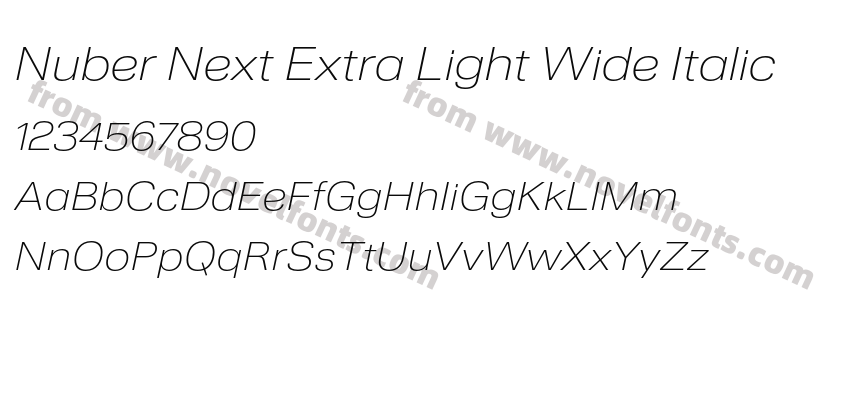 Nuber Next Extra Light Wide ItalicPreview
