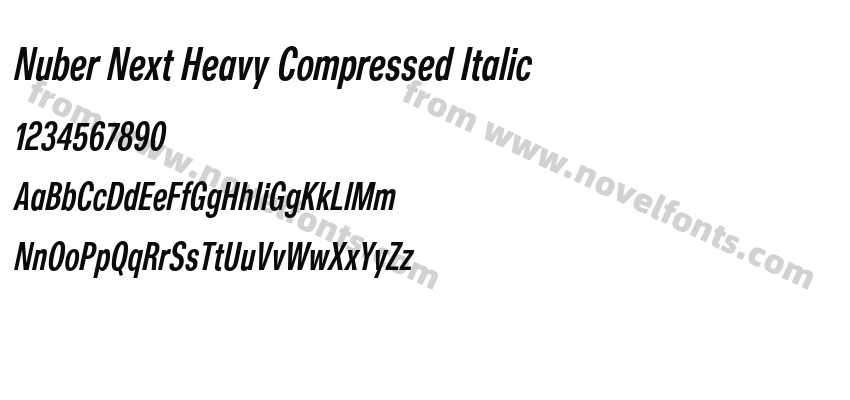 Nuber Next Heavy Compressed ItalicPreview