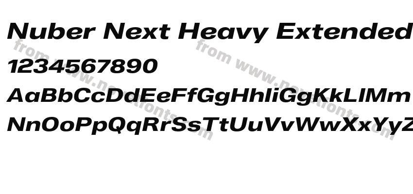Nuber Next Heavy Extended ItalicPreview