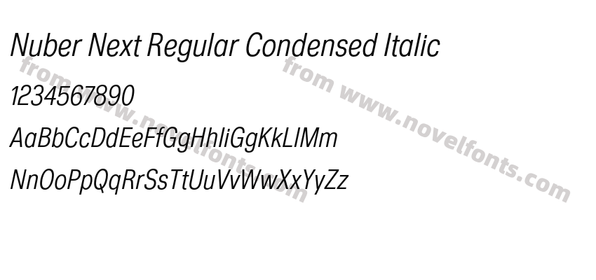 Nuber Next Regular Condensed ItalicPreview