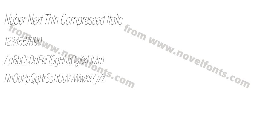 Nuber Next Thin Compressed ItalicPreview