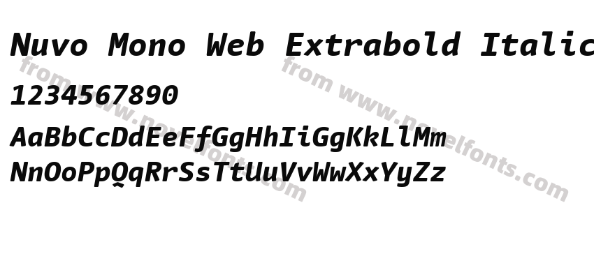Nuvo Mono Web Extrabold Italic W03Preview