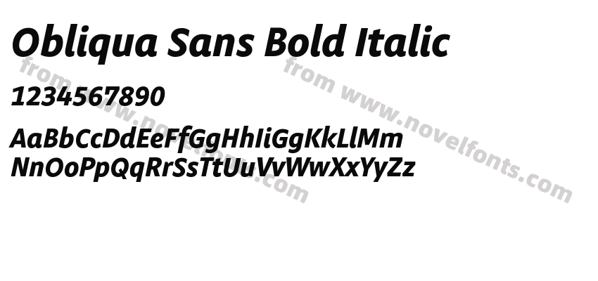 Obliqua Sans Bold ItalicPreview
