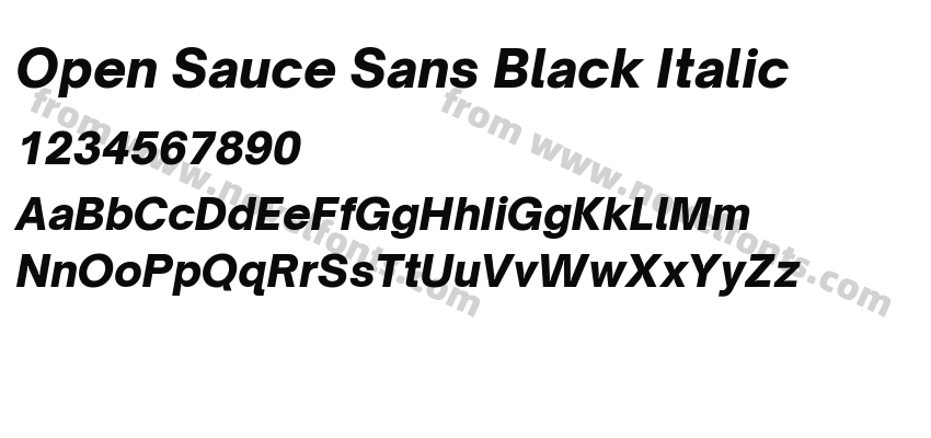 Open Sauce Sans Black ItalicPreview