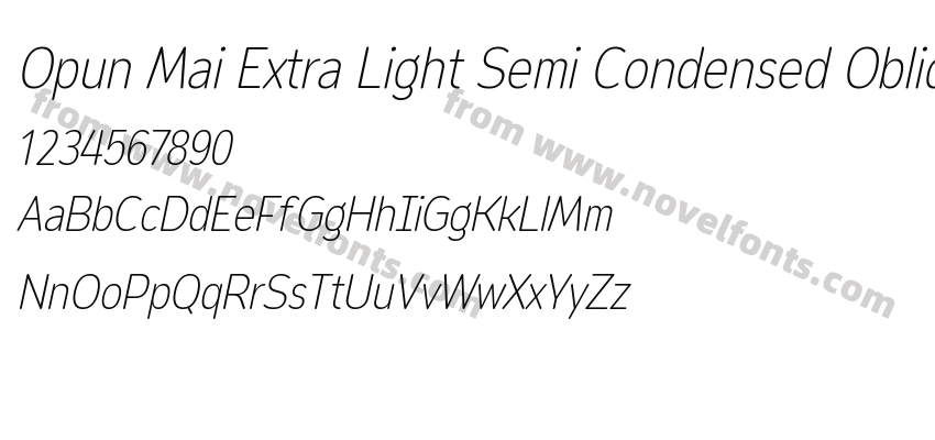 Opun Mai Extra Light Semi Condensed ObliquePreview