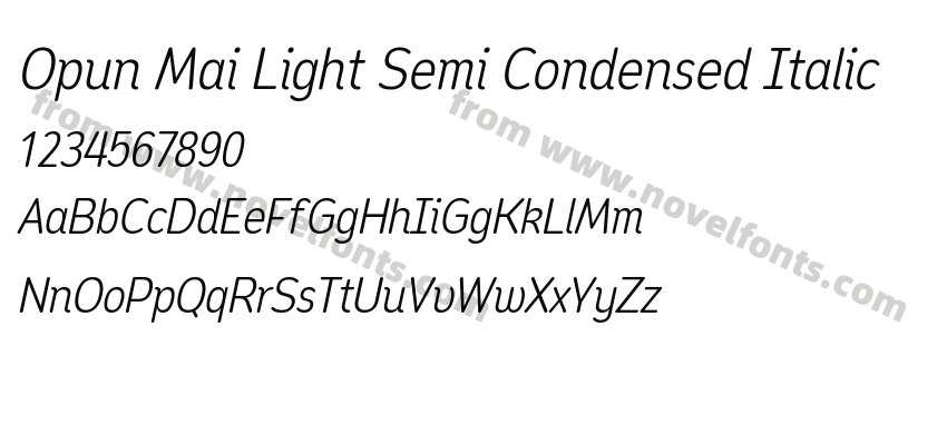 Opun Mai Light Semi Condensed ItalicPreview