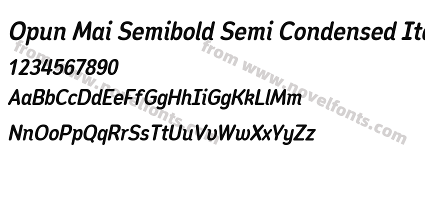 Opun Mai Semibold Semi Condensed ItalicPreview