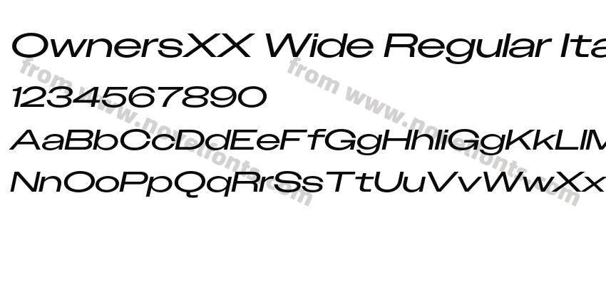 OwnersXX Wide Regular ItalicPreview