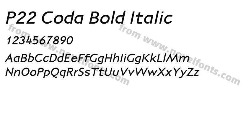 P22 Coda Bold ItalicPreview