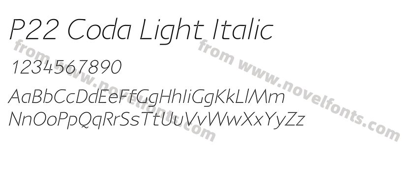 P22 Coda Light ItalicPreview