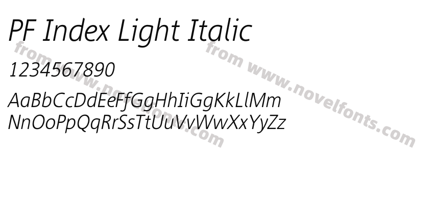 PF Index Light ItalicPreview