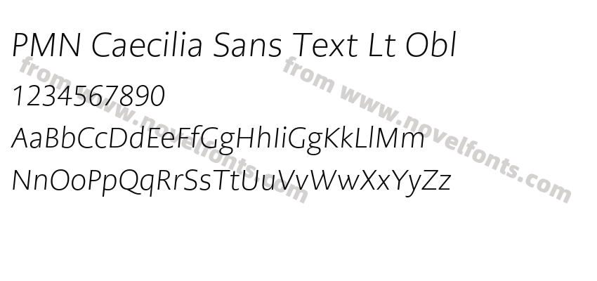 PMN Caecilia Sans Text Lt OblPreview