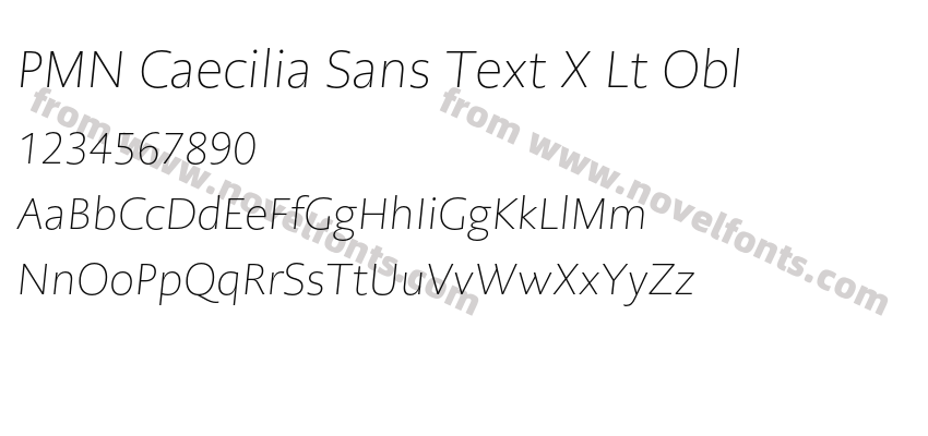 PMN Caecilia Sans Text X Lt OblPreview
