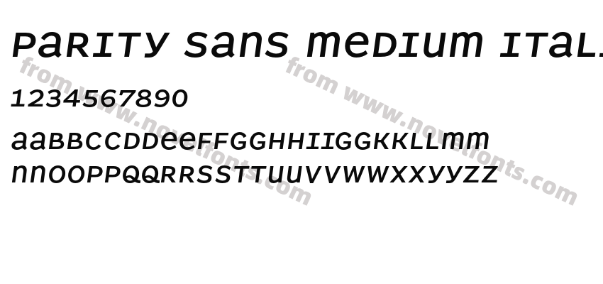 Parity Sans Medium ItalicPreview