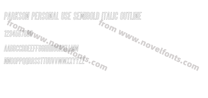 Parkson PERSONAL USE Semibold Italic OutlinePreview