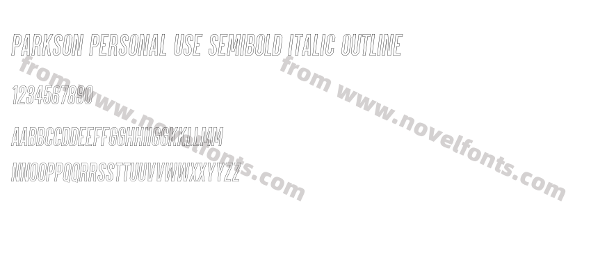 Parkson PERSONAL USE Semibold Italic OutlinePreview