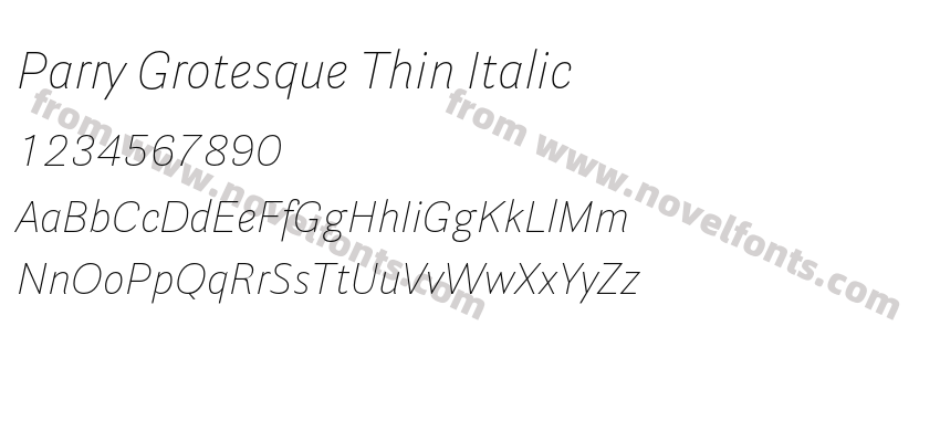 Parry Grotesque Thin ItalicPreview