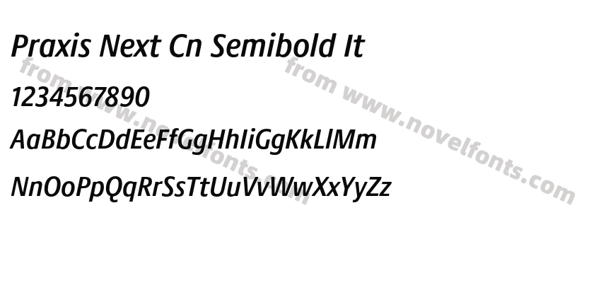 Praxis Next Cn Semibold ItPreview
