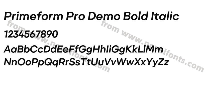Primeform Pro Demo Bold ItalicPreview