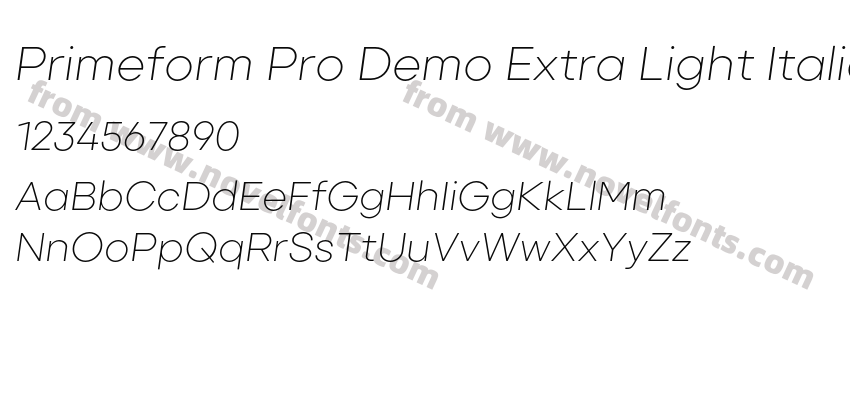 Primeform Pro Demo Extra Light ItalicPreview