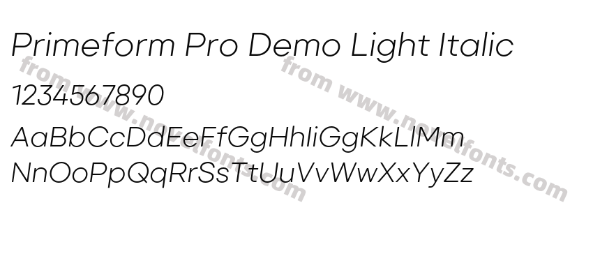 Primeform Pro Demo Light ItalicPreview