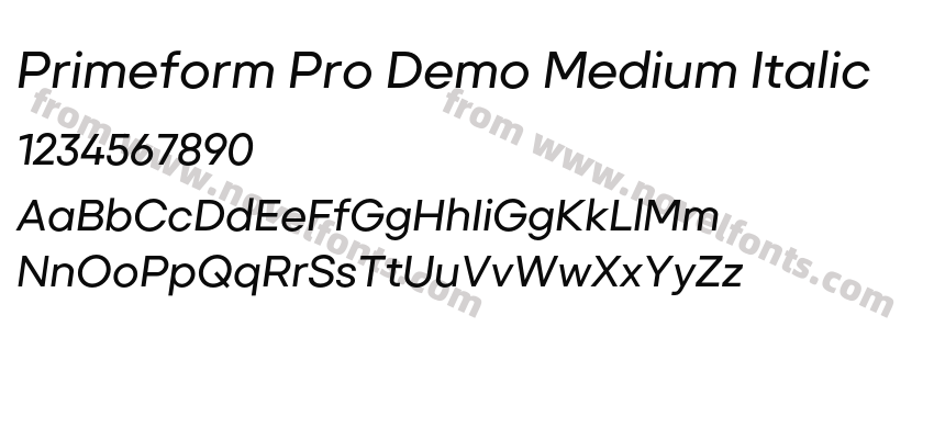 Primeform Pro Demo Medium ItalicPreview
