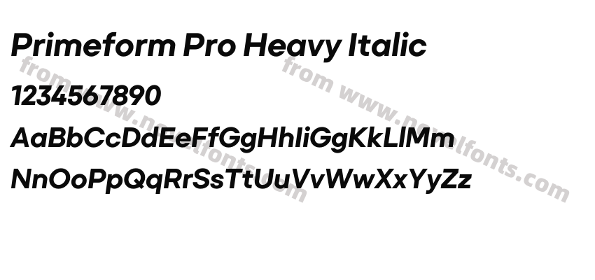 Primeform Pro Heavy ItalicPreview