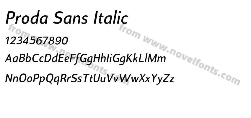 Proda Sans ItalicPreview