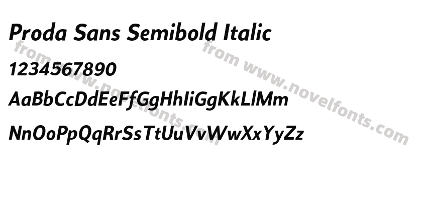 Proda Sans Semibold ItalicPreview