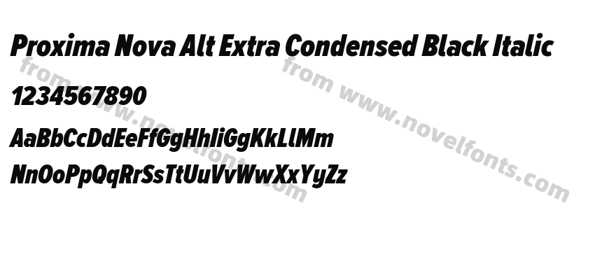 Proxima Nova Alt Extra Condensed Black ItalicPreview