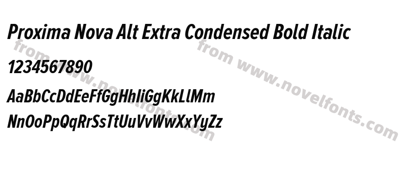 Proxima Nova Alt Extra Condensed Bold ItalicPreview