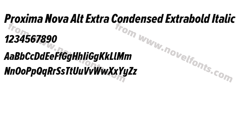 Proxima Nova Alt Extra Condensed Extrabold ItalicPreview