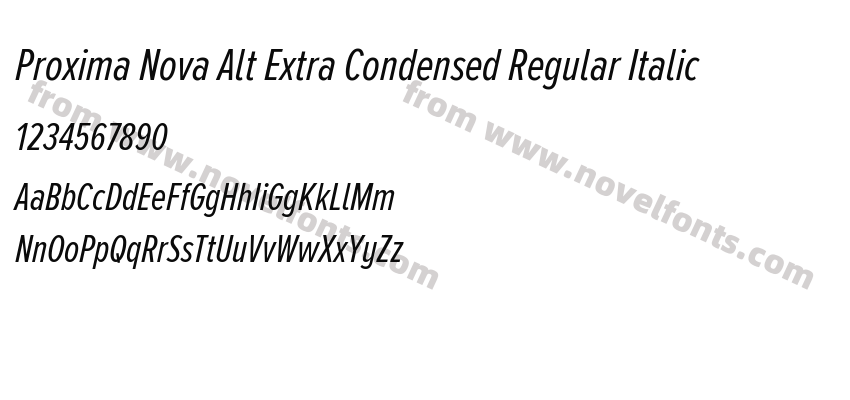 Proxima Nova Alt Extra Condensed Regular ItalicPreview